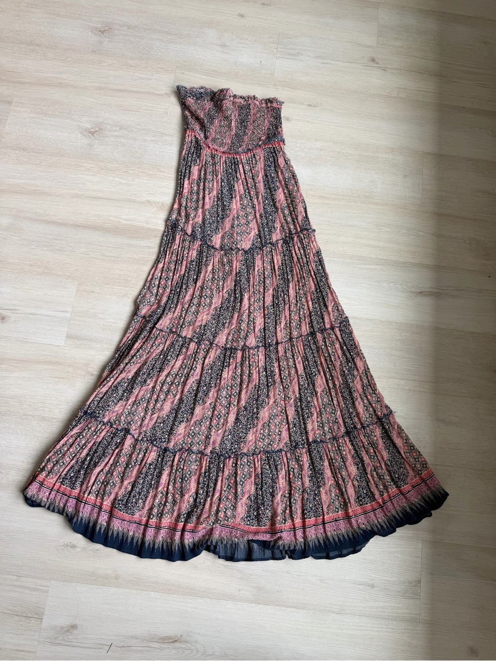 Free People Strapless Tiered Boho Maxi Skirt